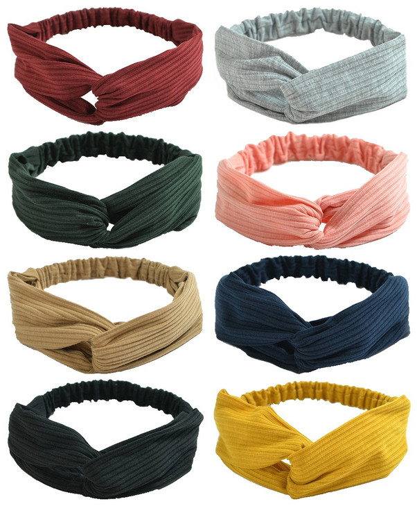 QandSweet Women and Little Girls Stretchy Headbands Teens Cross Hairband for Fashion Shampoo Sports Women Head 5360CM