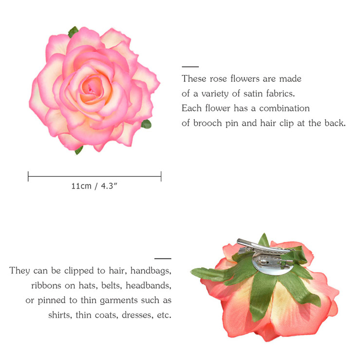DRESHOW 5 Pcs Rose Hair Clip Flower Bridal Hair Pins Rose Brooch Floral Clips Head Ornament Wedding Hair Accessories Fla