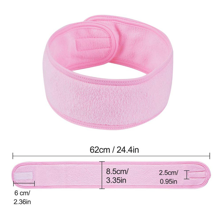 4 PCS Facial Spa HeadbandsWhite Black PinkGray Makeup Shower Bath Wrap Sport Headband Terry Cloth Stretch Towel with Mag