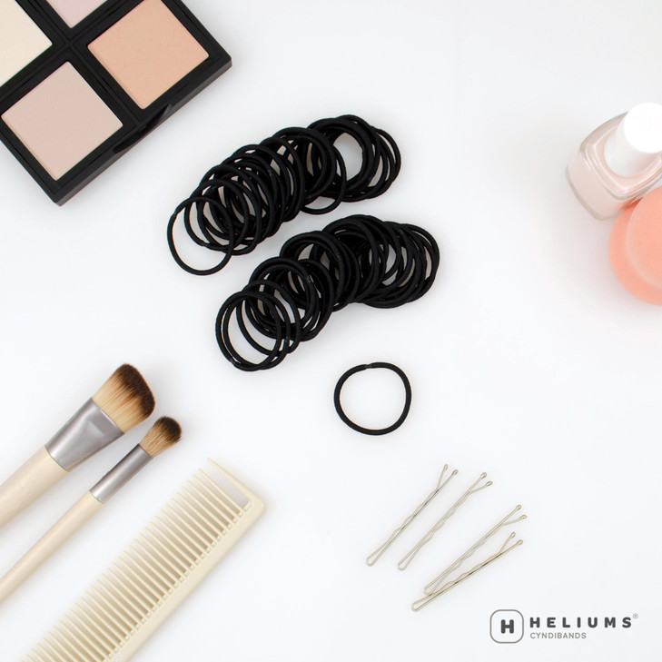 Heliums Small Hair Ties Black No Damage Mini 1 Inch Reusable 2mm Elastics for Thin Hair and Kids Neutral Ponytail Holder