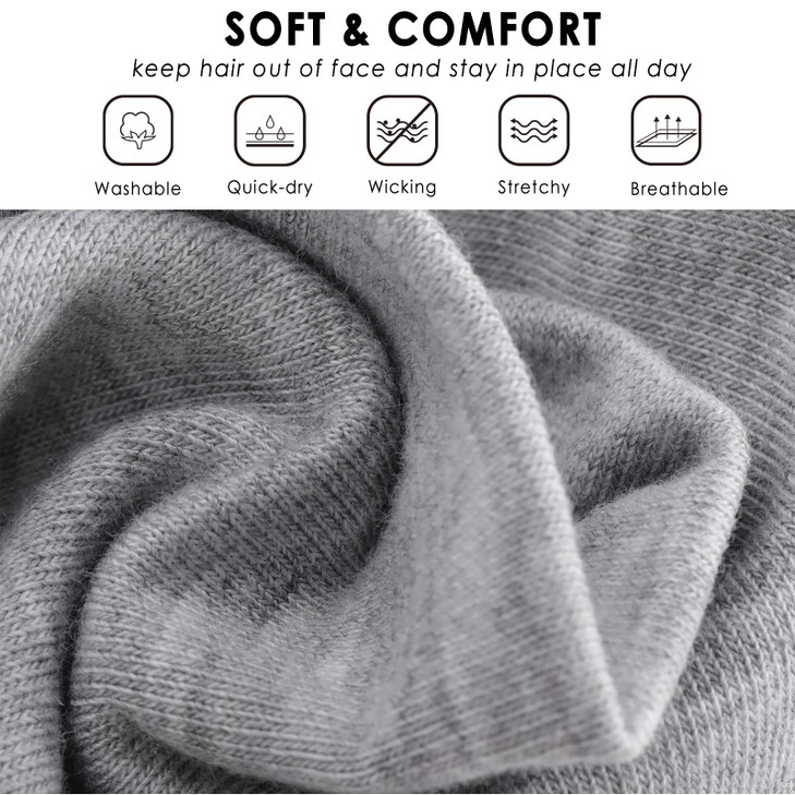 Workout Headbands for Women Hair 9Pcs I Non Slip Cotton Like Head Bands for Girls 25 inch Wide I Soft Elastic Cloth Athl