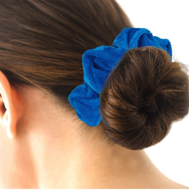 Kenz Laurenz Hair Scrunchies 2 Velvet Hair Ties for Women Girls Hair Elastics Ponytail Holder Scrunchy Pack Blue