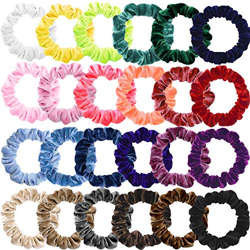 Small Funtopia Velvet Scrunchies 24 Pcs Colorful Hair Ties for Thick and Thin Hair Soft Mini Elastic Ponytail Holders an