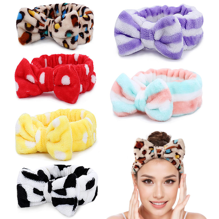 LADES Soft Skincare Headband Adjustable Comfortable Stretchy Fabric Cute Patterns for Makeup Facial NonSlip Headband for