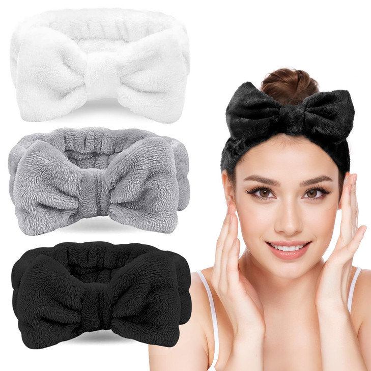 LADES Soft Skincare Headband Adjustable Comfortable Stretchy Fabric Cute Patterns for Makeup Facial NonSlip Headband for
