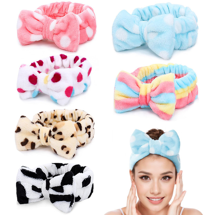 LADES Soft Skincare Headband Adjustable Comfortable Stretchy Fabric Cute Patterns for Makeup Facial NonSlip Headband for