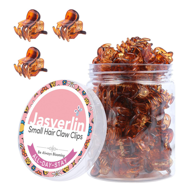 JASVERLIN Brown Mini Hair Claw Clips for Fine Hair Strong Grip PainFree Tiny 90s Hair Styling Accessories for Women Girl