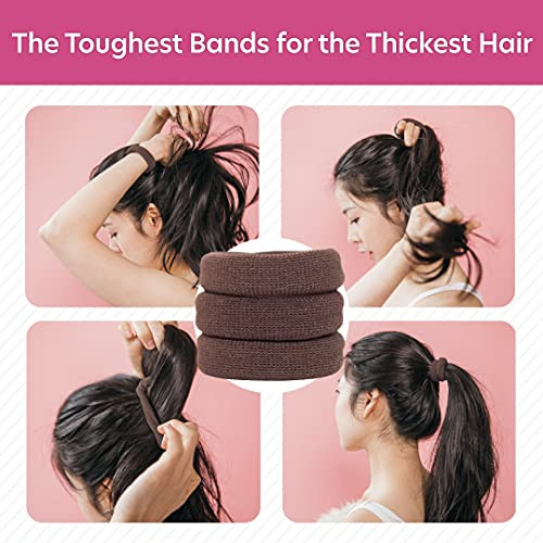 Burlybands Large Hair Ties for Thick Heavy or Curly Hair NonSlip NonDamage Seamless Womens Ponytail Scrunchies Brown 8 P