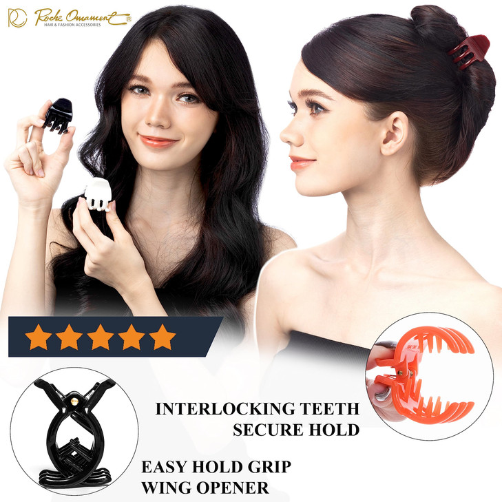 RC ROCHE ORNAMENT 12 Pcs Small Hair Clips for Women 13 Inch Thick or Thin Hair Jaw Clamps Secure Strong Hold No Slip Med