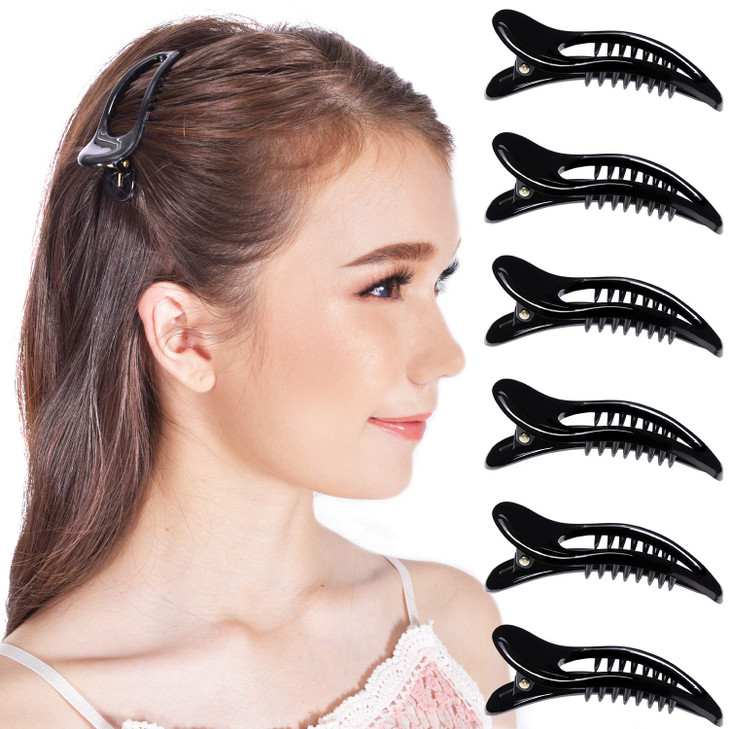 RC ROCHE 6 Pcs Small Flat Flip Hair Claw Clips for Women Alligator Duckbill Thick Hair Styling Barrette Strong Side Slid