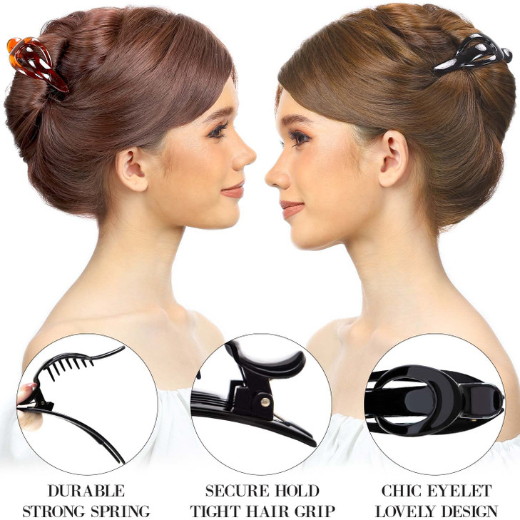 RC ROCHE ORNAMENT 6 Pcs Womens Side Slide Half Moon French Eyelet Hair Clip Curve Flat Comb Concord Barrette No Slip Com