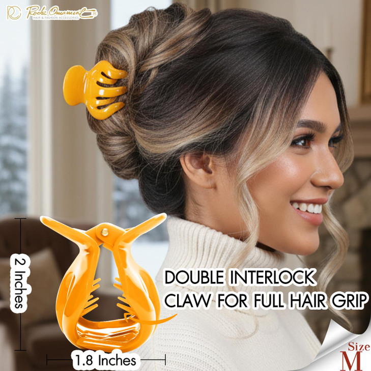 RC ROCHE 6 Pcs Octopus Hair Claw Clip for Women Thick Hair Round Jaw Pumpkin Jumbo Extra Big Cute Slip Secure Grip Stron
