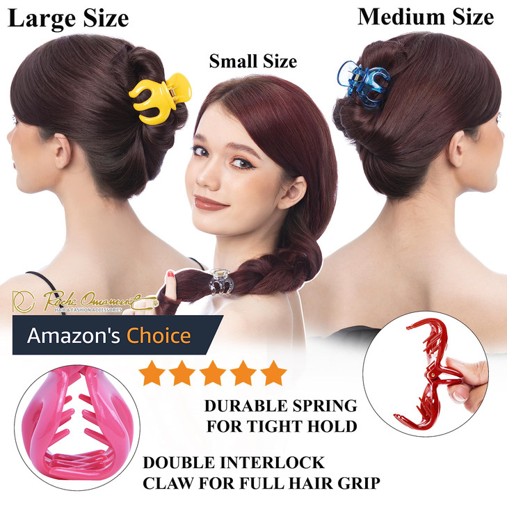 RC ROCHE 6 Pcs Octopus Hair Claw Clip Women Thick Hair Jaw Round Extra Big XL Jumbo Pumpkin Hair Secure No Slip Grip Cla