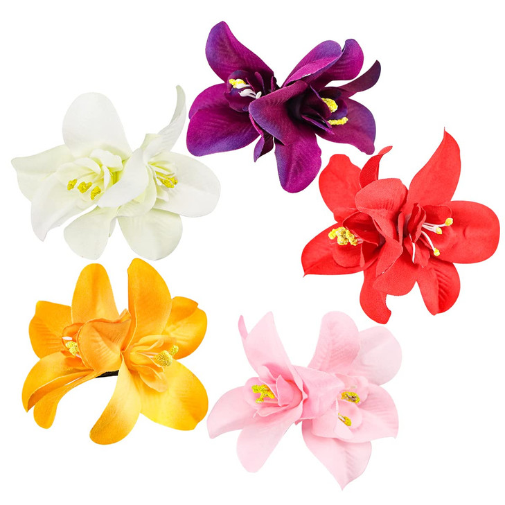 FERCAISH Flower Hairpin Artificial Tropical Flower Hair Clip for Seaside Holiday Bridal Hair Accessories 5 Colors Hawaii