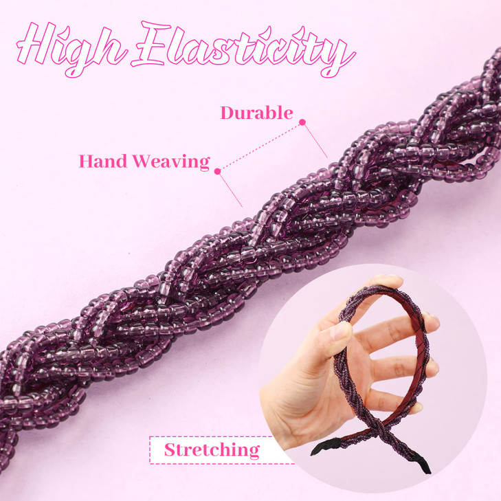 MTLEE 6 Pieces Beaded Headbands for Women Sparkly Crystal Beaded Hair Hoop Hairbands Multiple Color Hair Accessories Hea