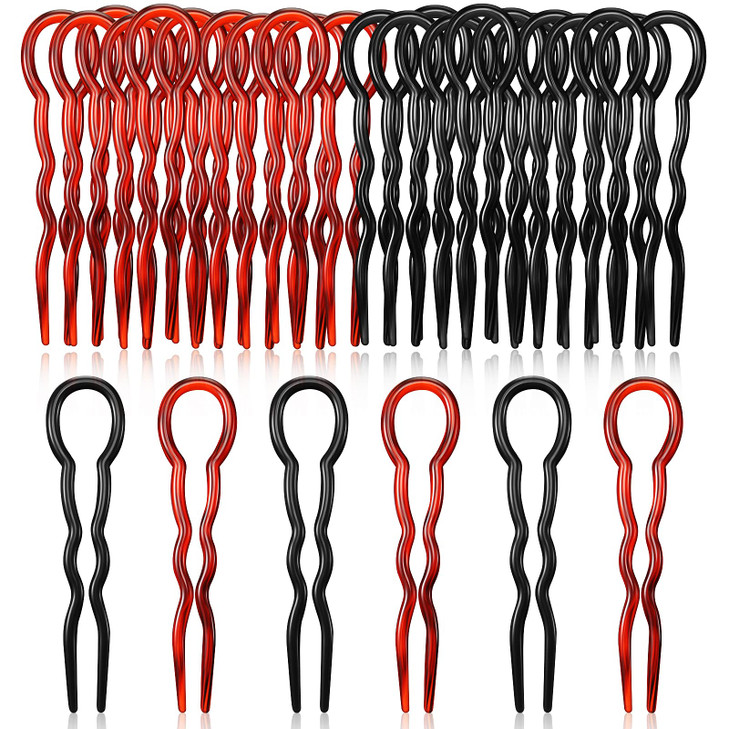 Chuangdi 24 Piece Plastic Hair Bobby Pins U Shaped Grip Pins Fast Spiral Clips Hair Grip for Women Hairstyle Accessories
