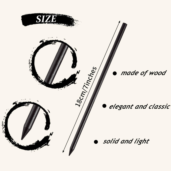 Chuangdi 40 Pcs Black Wood Hair Sticks Chopsticks Vintage Hair Sticks Chinese Pencil Long Hairpins Bun for Hairstyles De