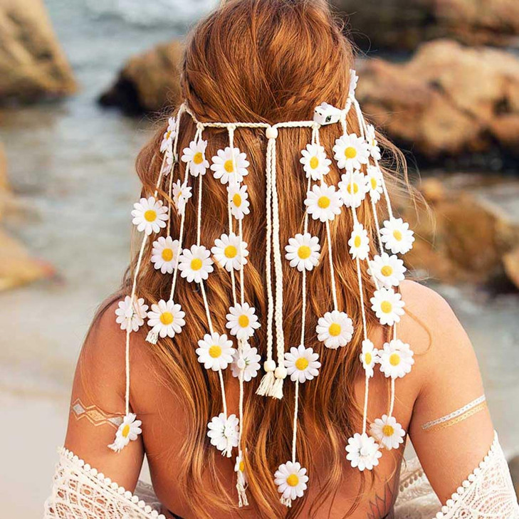 GORTIN Sunflower Headband Light up Daisy Flower Headpiece Bohemian Hippie Hair Accessories for Women