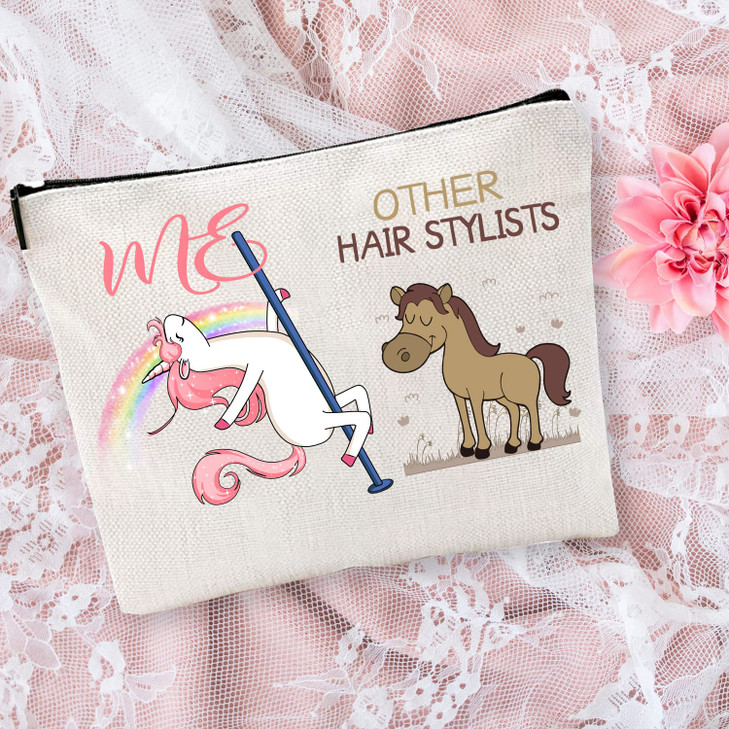 HnoonZ Hair Stylist Gifts for WomenChristmas Gifts for Hair Stylist FemaleHair Stylist Zipper Makeup Bag Cosmetic PouchH