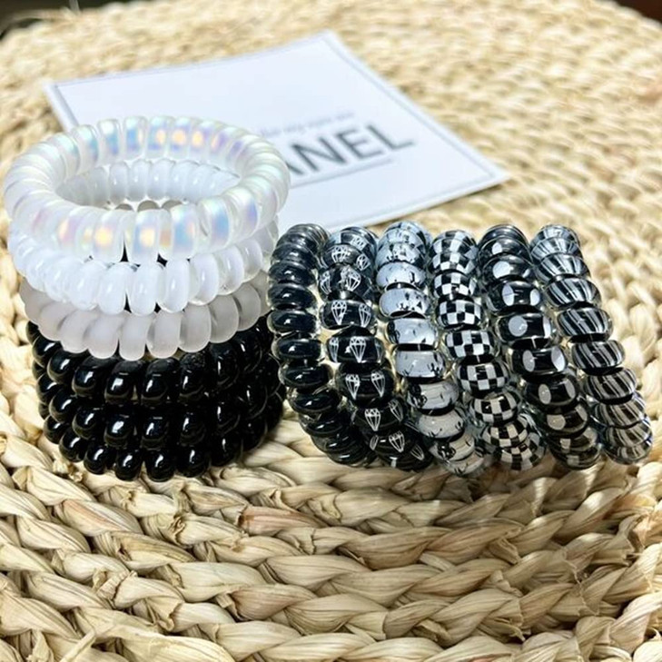Spiral Colorful Traceless Elastic Phone Cord Hair Ties and Coils for Women and Girls 12PCS Multicolor No Crease Waterpro