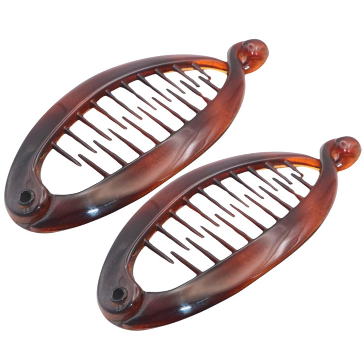 Parcelona French Effortless Mini Tortoise Shell Pack of 2 Celluloid Clips for Thick Hair Ponytail Holder Banana Hair Cli