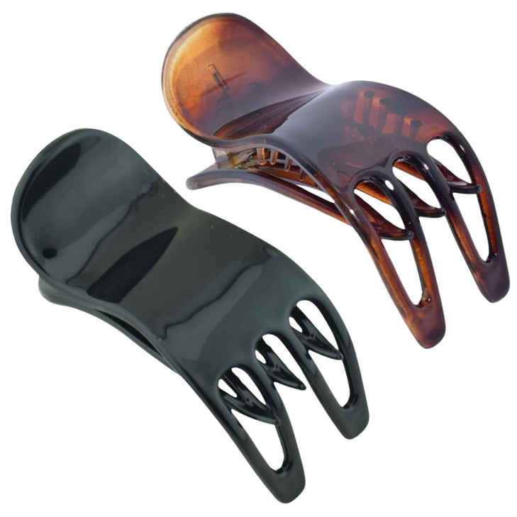 Parcelona French Simply Bear Paw Medium 3 Set of 2 Celluloid Side Slide In Jaw Yoga Hair Claw Beak Hair Clip for Women a