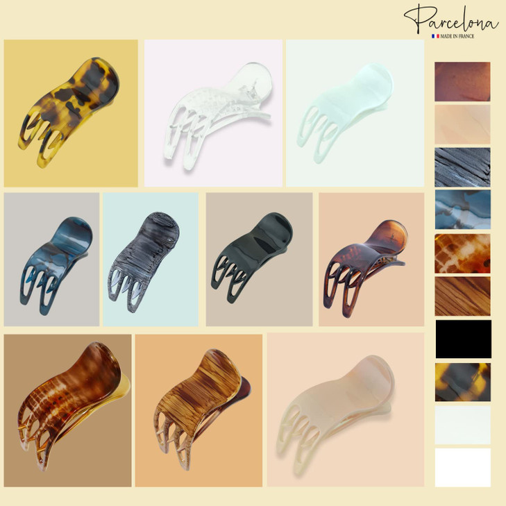 Parcelona French Simply Bear Paw Medium 3 Celluloid Acetate Non Slip Side Slide In Jaw Yoga for Fine Hair Fashion Durabl