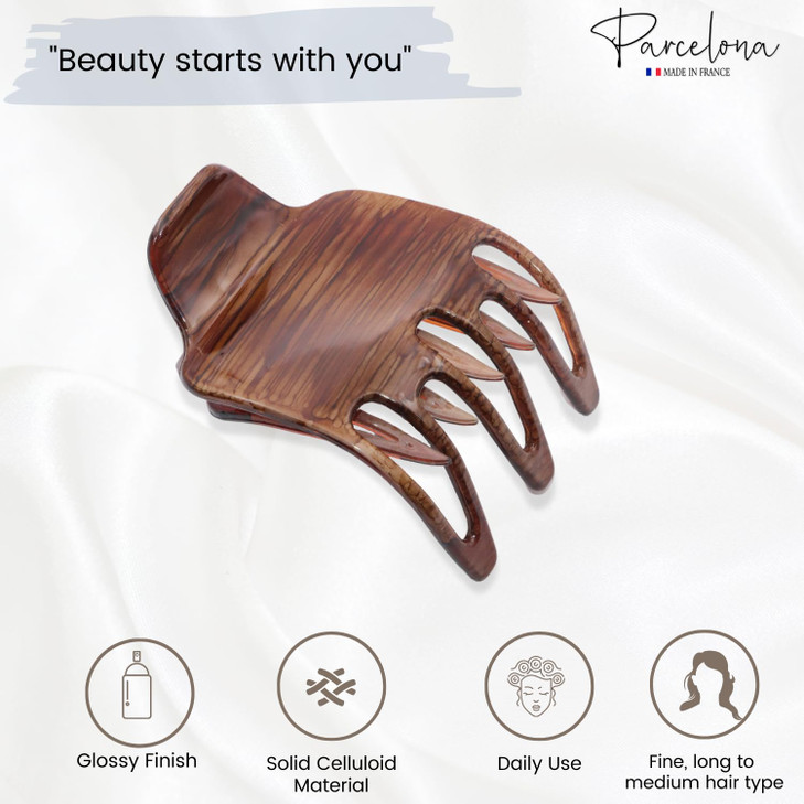 Parcelona French Paw Wide Side Slide Yoga Jaw Hair Clips Strong Hold No Slip Grip Girls Beak Hair Claw Clips for Women D