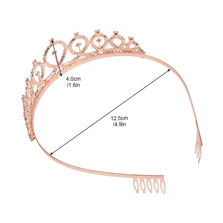 CIEHER Birthday Crown and Sash Kit for Women and Girls Rose Gold Rhinestone Tiara Crown Royal Gifts