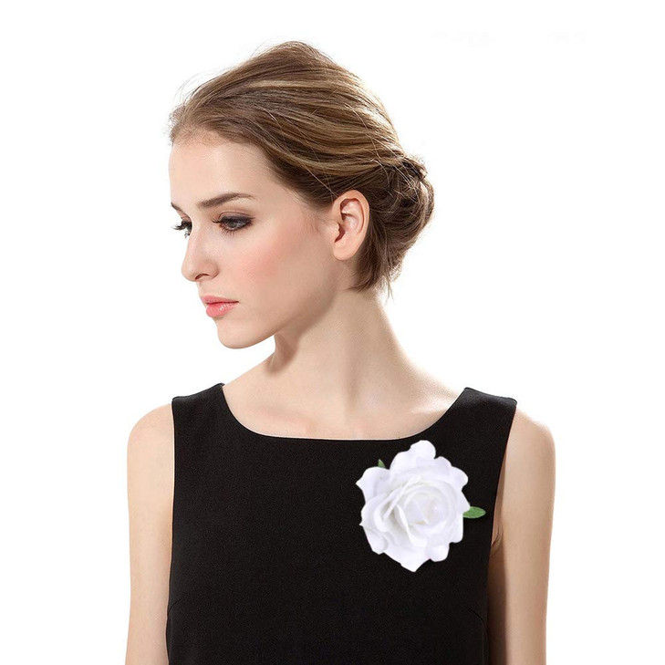 White Rose Flower Hair Clips Flower Brooch Pin Up Mexican Flamenco Dancer Fabric Flowers Headwear Barrette Styling Tools