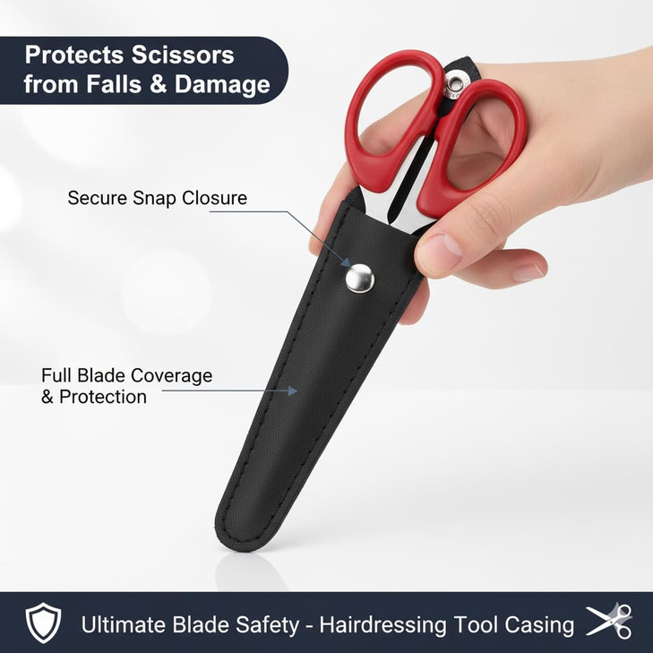 Professional Salon Hair Scissors Case PU Leather Portable Safety Holster Organizer for Hairdressers Tools Black
