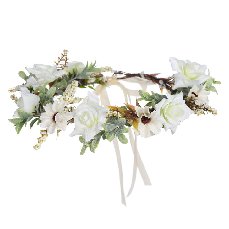 AWAYTR Leaf Flower Crown Garland Headpiece Hair Floral Wreath Adjustable Flower Headbands for Bridal Wedding Festival Pa