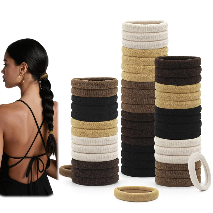 Dreamlover Hair Ties for Women Ponytail Holders Neutral Color 50 Pieces