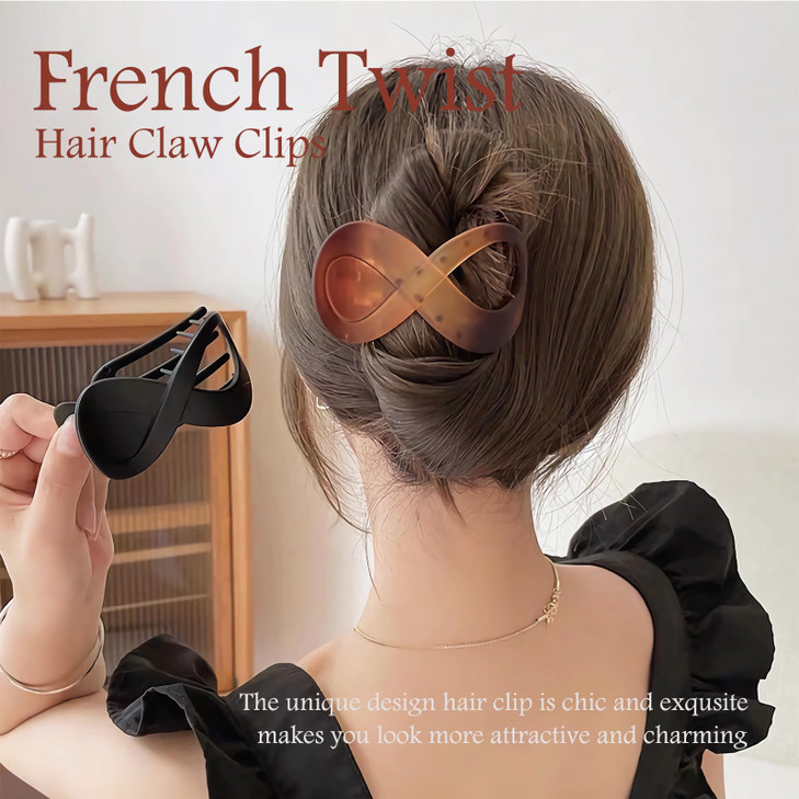 PUSCOBSY 2 Pcs Flat Hair Clips French Concord Banana Clips for Thick Thin Hair Strong Grip No Slip Claw Clips for Women