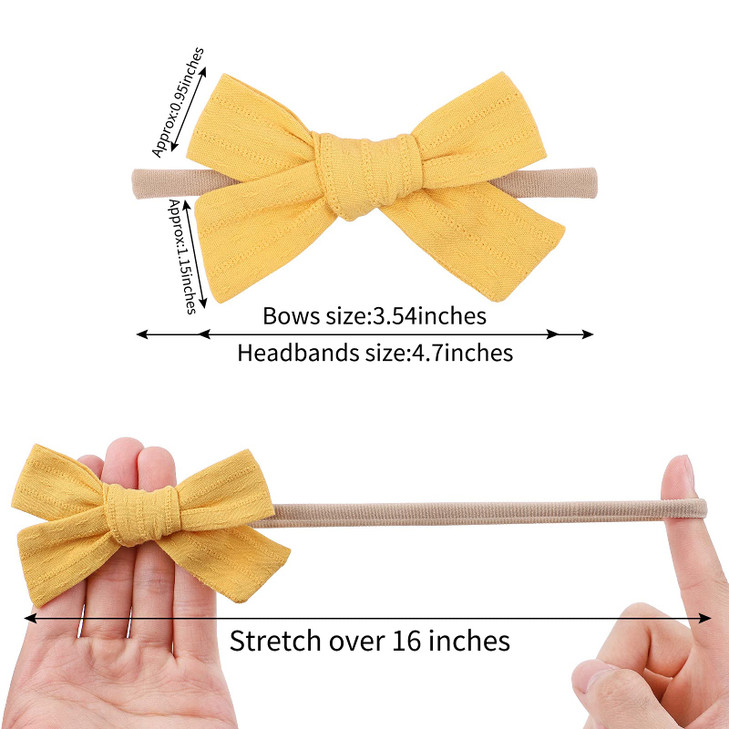 jollybows 20pcs Baby Girls Cotton Hair Bows Headbands Nylon Hair Bands Elastic Hair Accessories for Newborn Kids Infants
