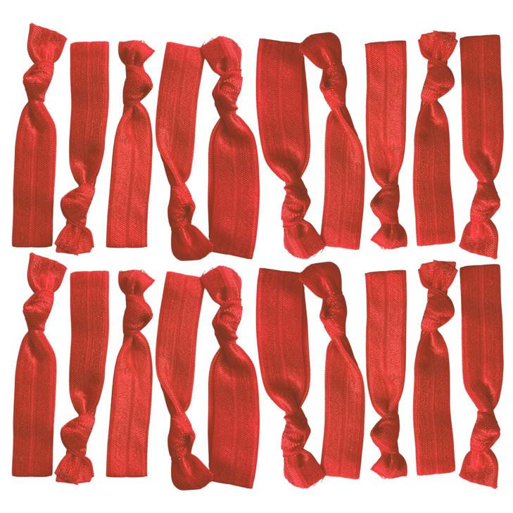 Kenz Laurenz Hair Ties 20 Elastics Ponytail Holder Set No Crease Ribbon Bands Red