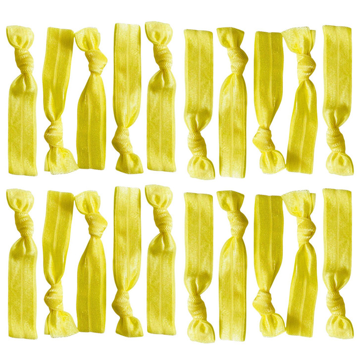 Kenz Laurenz Hair Ties 20 Elastics Ponytail Holder Set No Crease Ribbon Bands Yellow