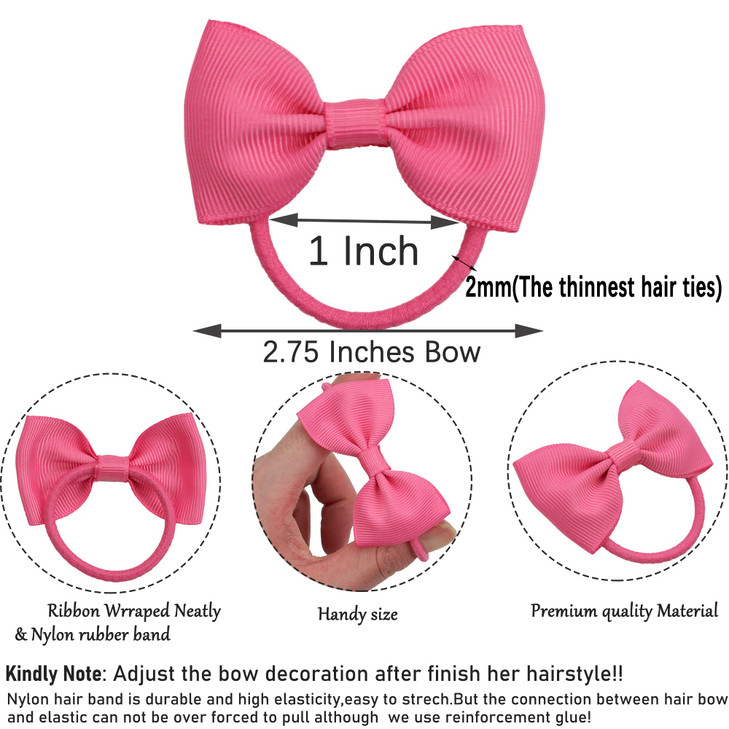 CLLOT Toddler Hair Accessories 40pcs 275 Elastics Rubber Ribbon Bands Bows for Baby Girls Kids Children