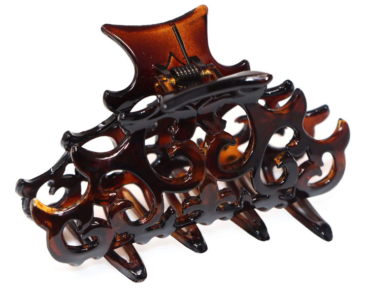 Parcelona French Beau Celluloid Acetate No Slip Sturdy Jaw Hair Claw Clips for Women and Girls Tortoise Shell 3 12