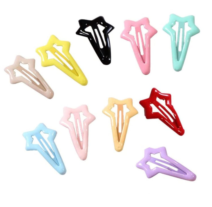 Duehut HLLMX 10 PCS Colorful Stars Duckbill Clip Hair Clip Nonslip Colorful Cute Lovely Metal Hair Barrettes Hair Access