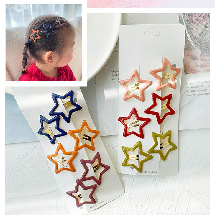 Pinksee 12 Pcs Metal Snap Hair Clips Star Hair Barrettes Hair Accessories for Women Girls Star