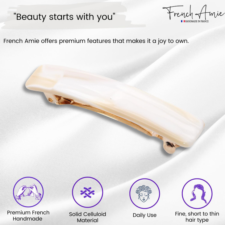 French Amie Small 2 14 inch Celluloid Handmade Hair Barrette No Slip Grip Durable Styling Women Hair Accessories Hair Cl