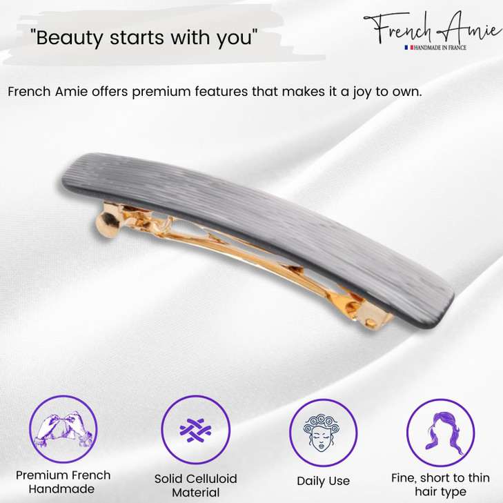 French Amie Small 2 14 inch Celluloid Handmade Hair Barrette No Slip Grip Durable Styling Women Hair Accessories Hair Cl