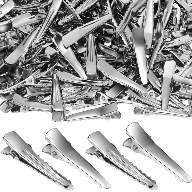 Chuangdi 200 Pieces Silver Metal Alligator Hair Clips tiny small Duckbill Teeth Bows flat Hair Clips for Women Girls Car