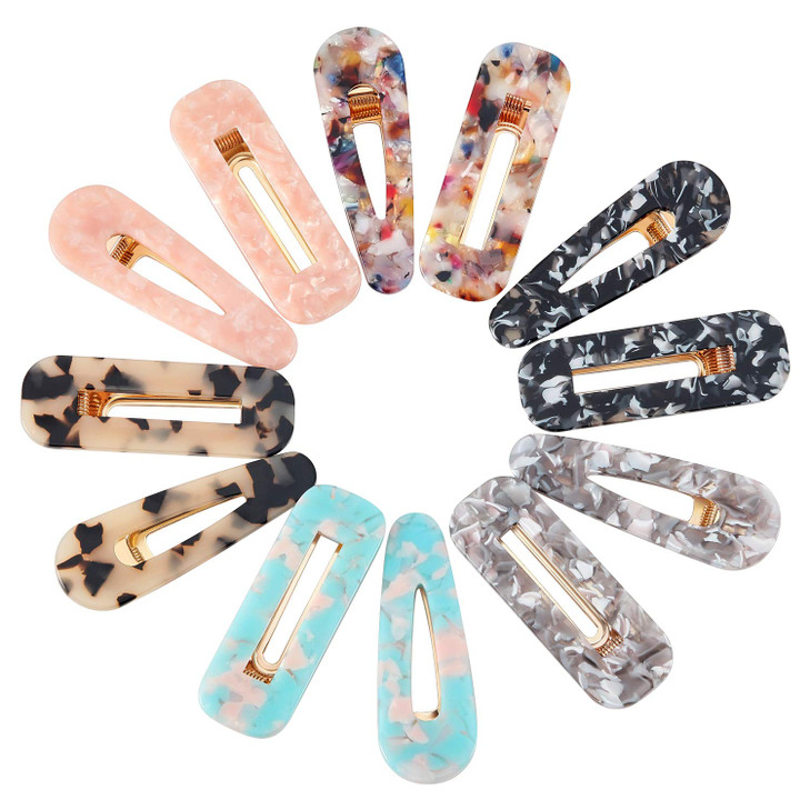 12 Pieces Acrylic Resin Hair Clips Geometric Alligator Hair Clips Colorful Acrylic Barrettes For Women Teen Girls Hair A