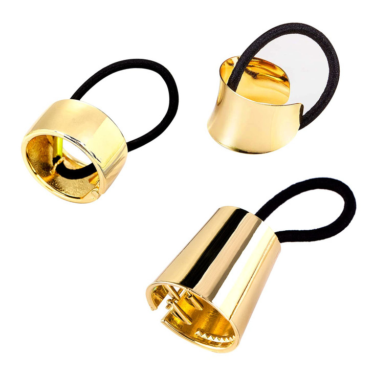 KCHIES Ponytail Cuff Gold for Women Girls Metal Circle Elastic Hair Ties Rubber Bands Holder Fashion Hair Accessories La