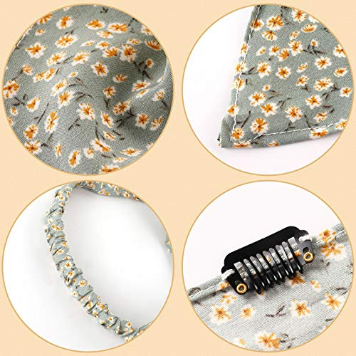 Syhood 6 Pcs Floral Hair Bandanas for Women Girl Boho Hair Scarf Headband with Clip Chiffon Cottagecore Head KerchiefCla