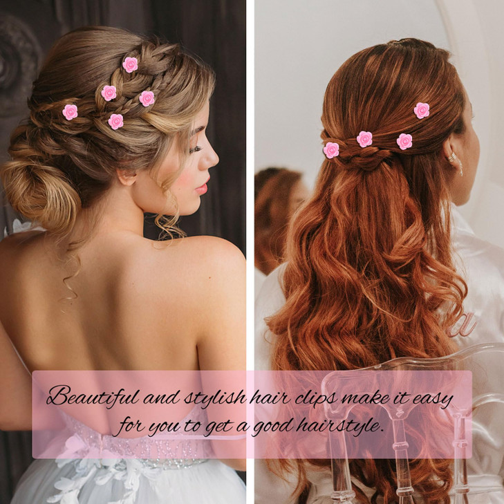 YISSION Cute Mini Flower Hair Pins and Barrettes 20Pcs Bridal Hair Accessories for Wedding Rose Clips for Women and Girl