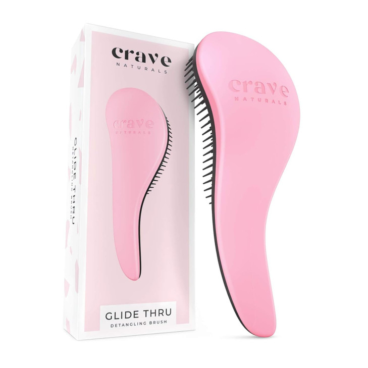Crave Naturals Glide Thru Detangling Brush For Natural Curly Straight Wet or Dry Hair Gentle Detangler Brush Styling Too