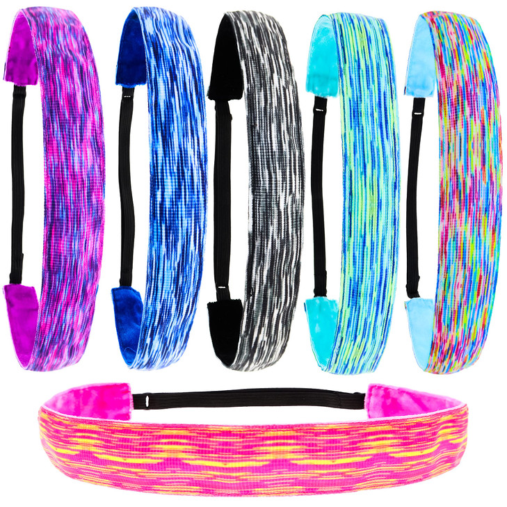 FROG SAC Headbands for Girls 6 Adjustable No Slip Head Bands for Kids Athletic Sport Hair Bands for Women Stretch Elasti